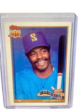 Ken Griffey 1991 Topps Baseball Card #465 Mariners OF In Protective Sleeve